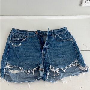 American Eagle Outfitters Blue Jean Shorts Distressed Frayed Hem